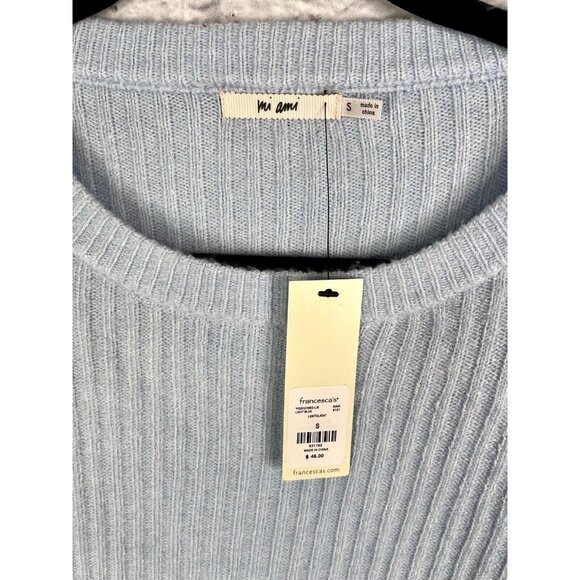 MI AMI Women's Light Blue Ribbed Soft Crop Sweater NWT Small - Picture 2 of 4